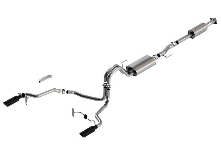 Borla F-150 2021 5.0L 4dr CC SB EC STB Lariat/KR/Pltm/LTD 3/2.25 SRE Cat-Back Touring Black CHR Tips - Bull Strap