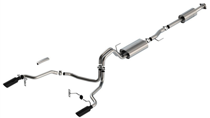 Borla F-150 2021 5.0L 4dr CC SB EC STB Lariat/KR/Pltm/LTD 3/2.25 SRE Cat-Back Touring Black CHR Tips - Bull Strap