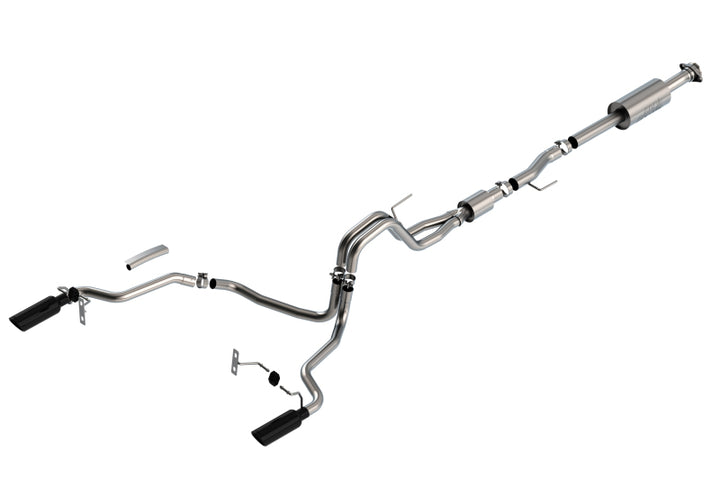Borla F-150 2021 5.0L 4dr CC SB EC STB Lariat/KR/Pltnm/LTD 3/2.25 SRE Cat-Back S-Type Black CHR Tips - Bull Strap
