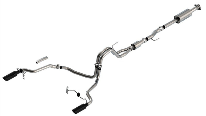 Borla F-150 2021 5.0L 4dr CC SB EC STB Lariat/KR/Pltnm/LTD 3/2.25 SRE Cat-Back S-Type Black CHR Tips - Bull Strap