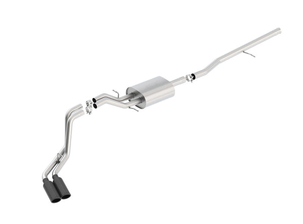 Borla S-Type Cat-Back 14-15 Sierra 1500 Std Bed/CC Short Bed 143.5in WB Side Exit Exhaust Black Tips - Bull Strap