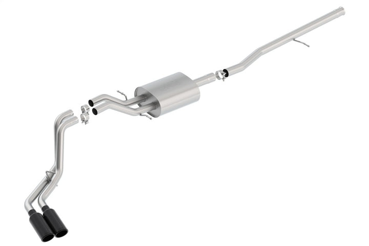 Borla S-Type Cat-Back 14-15 Sierra 1500 Std Bed/CC Short Bed 143.5in WB Side Exit Exhaust Black Tips - Bull Strap