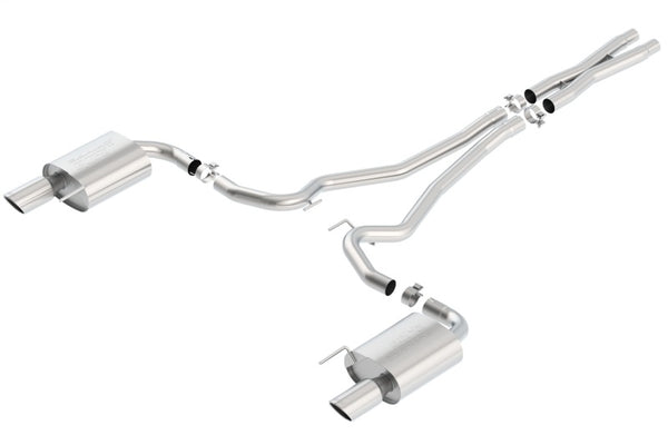 Borla S-Type Cat-Back 15-17 Ford Mustang GT 5.0L V8 MT/AT 2.5in pipe 4in tip - Bull Strap