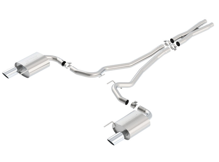 Borla S-Type Cat-Back 15-17 Ford Mustang GT 5.0L V8 MT/AT 2.5in pipe 4in tip - Bull Strap