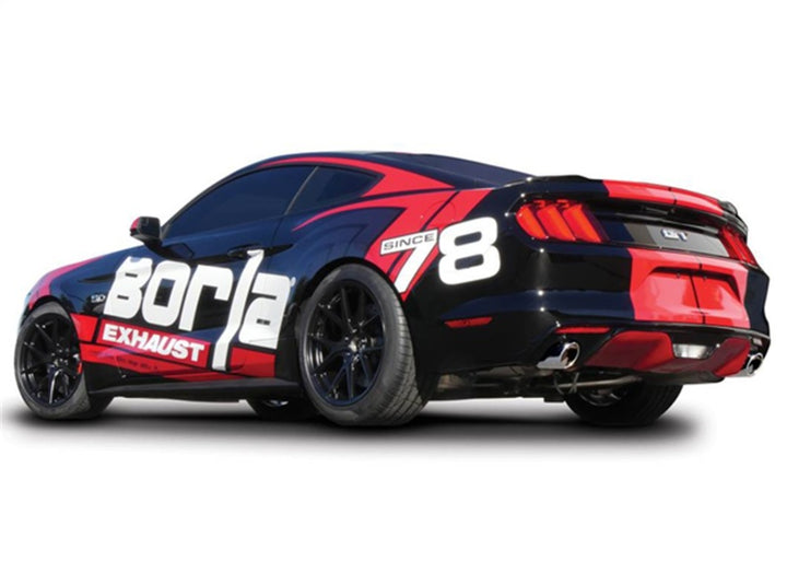 Borla S-Type Cat-Back 15-17 Ford Mustang GT 5.0L V8 MT/AT 2.5in pipe 4in tip - Bull Strap