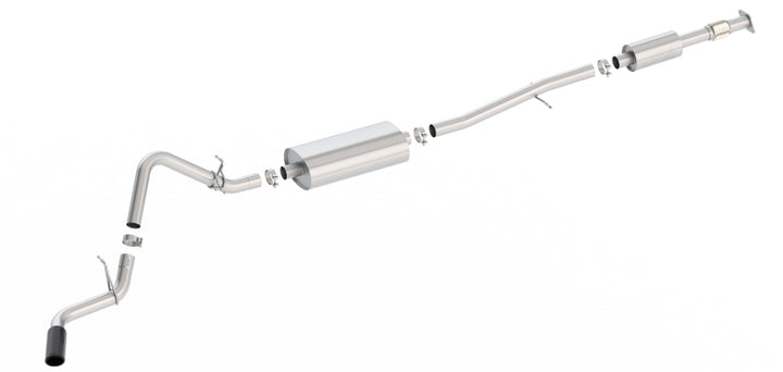 Borla S-Type Cat-Back 19-20 Chevrolet Silverado Side Exit Exhaust - Black Chrome Tip - Bull Strap