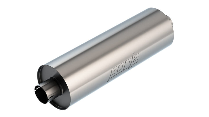 Borla Specialty Muffler 3in Center In/Out 7.75in Dia. 24in Body 29in OAL Touring Notched - Bull Strap