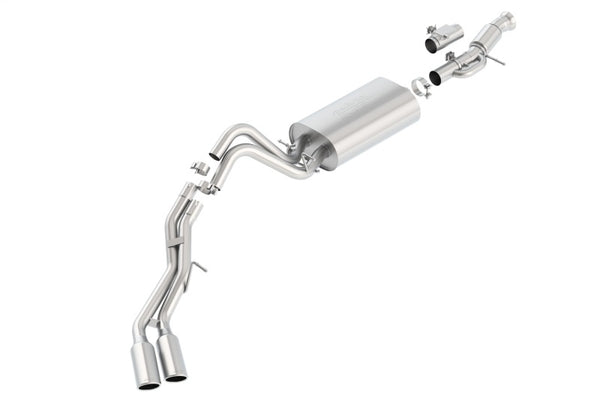 Borla Touring Cat Back 15-16 GMC Denali 6.2L V8 2.75in, 2.25in Dual Same Side Exit 4in Tips Exhaust - Bull Strap