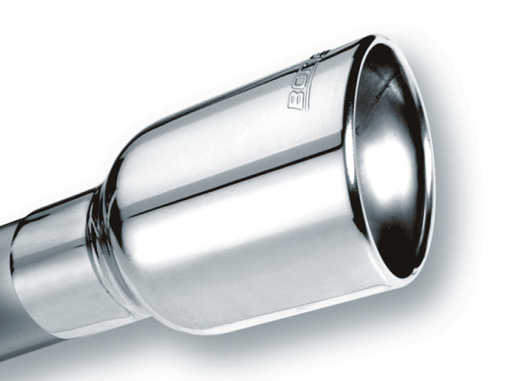 Borla Universal Polished Tip Single Oval Rolled Angle-Cut w/Clamp (inlet 2 1/2in. Outlet 4 1/4 x 3 1 - Bull Strap