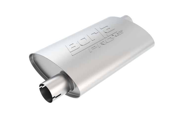 Borla Universal Pro-XS Muffler Oval 2.5in Inlet/Outlet Offset/Offset Notched Muffler - Bull Strap