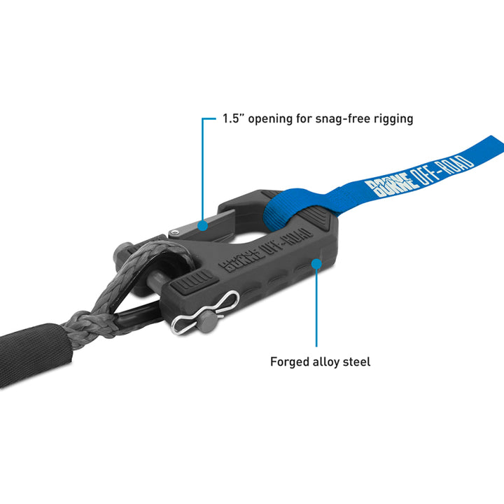 Borne Off-Road 12K Winch - Grey Synthetic Rope - Bull Strap