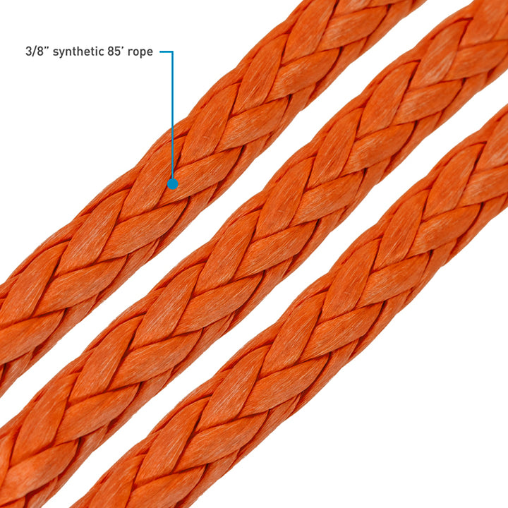 Borne Off-Road 12K Winch - Orange Synthetic Rope - Bull Strap