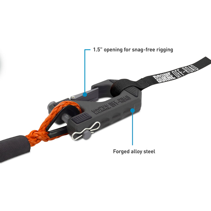 Borne Off-Road 12K Winch - Orange Synthetic Rope - Bull Strap