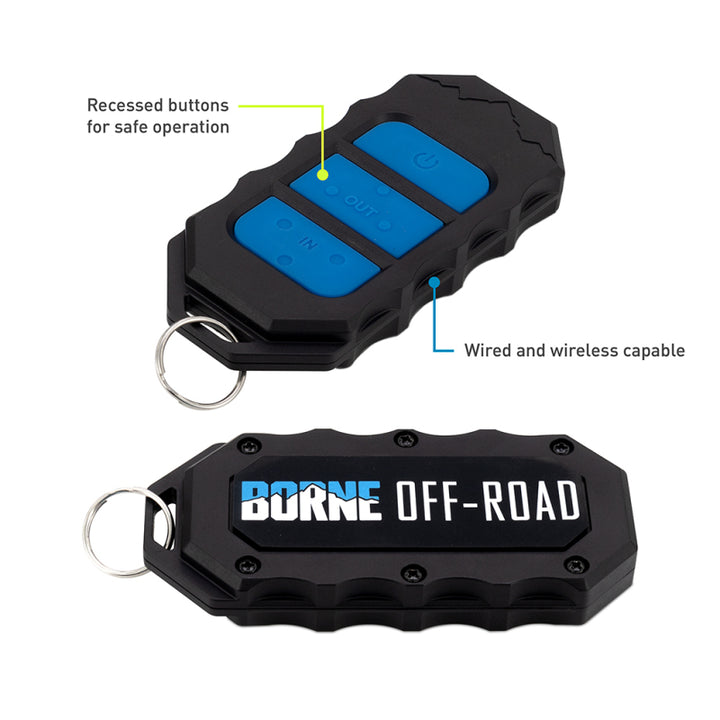 Borne Off-Road 12K Winch - Orange Synthetic Rope - Bull Strap