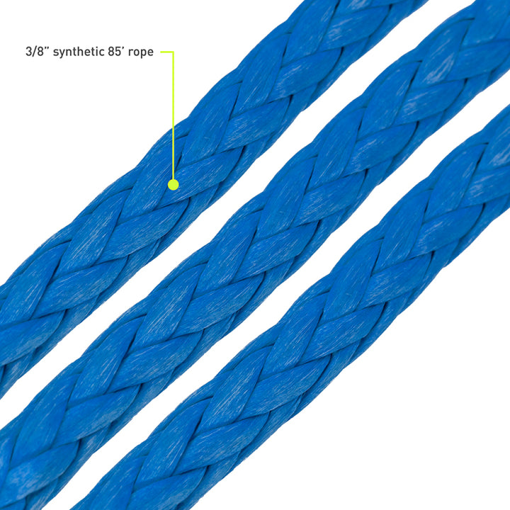 Borne Off-Road Winch Hook - 3/8in Rope - Hand Strap - Blue - Bull Strap