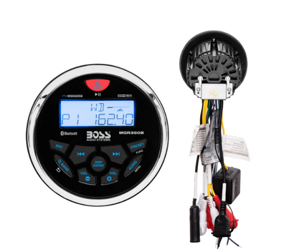 Boss Audio Systems Marine Gauge Receiver / Bluetooth / No CD / USB / AM FM - Bull Strap
