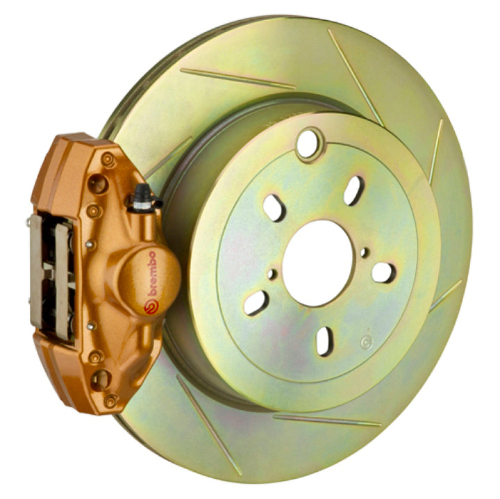 Brembo 12-16 FRS Exc w/ Elec Park Brake Rr GT BBK 2 Pis Cast 2pc 316 x20 1pc Rtr Slot Type1-Gold - Bull Strap