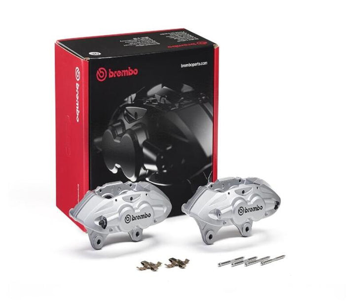 Brembo OE 16-21 BMW M2/15-18 M3/15-20 M4 Hydraulic Front X-Style Brake Calipers - Silver - Bull Strap