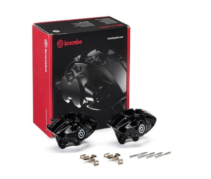Brembo OE 16-21 BMW M2/17-18 M3/17-20 M4/14-16 M235i Hydraulic Rear X-Style Brake Calipers - Black - Bull Strap