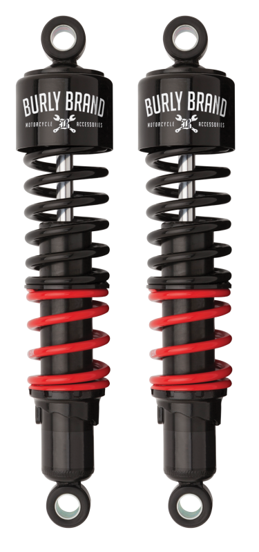 Burly Brand H-D Touring Stiletto Shocks 13in HD - Black - Bull Strap