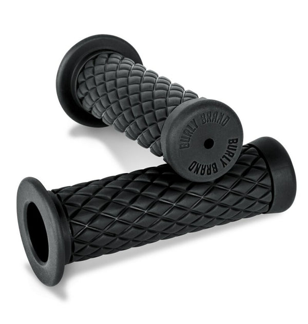 Burly Brand Rubber Diamondback Grips 7/8in - Black - Bull Strap