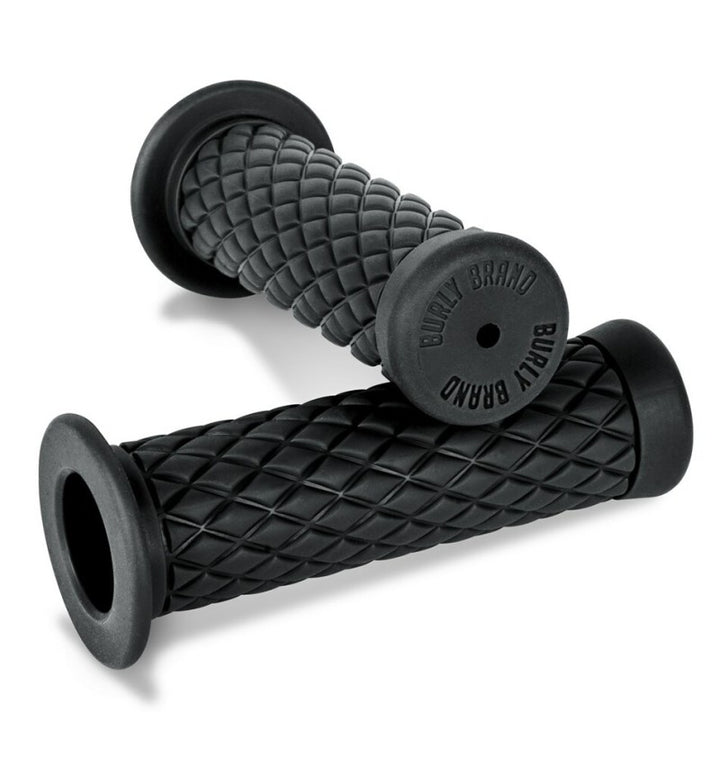 Burly Brand Rubber Diamondback Grips 7/8in - Black - Bull Strap