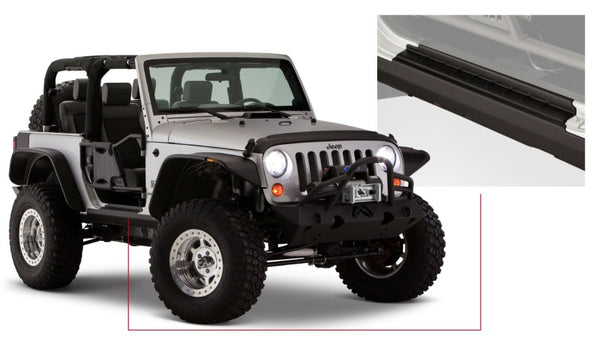 Bushwacker 07-18 Jeep Wrangler Trail Armor Rocker Panel and Sill Plate Cover - Black - Bull Strap