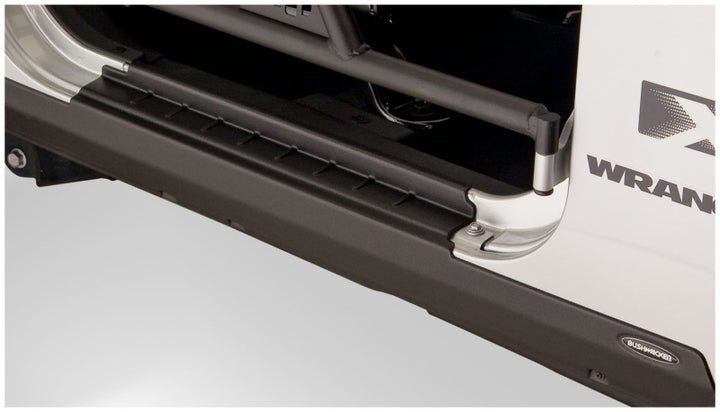 Bushwacker 07-18 Jeep Wrangler Trail Armor Rocker Panel and Sill Plate Cover - Black - Bull Strap