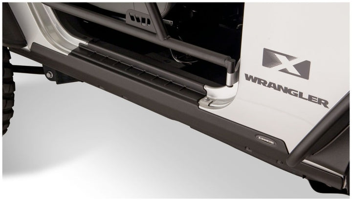 Bushwacker 07-18 Jeep Wrangler Trail Armor Rocker Panel and Sill Plate Cover - Black - Bull Strap