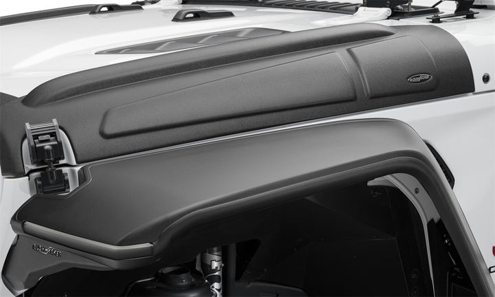 Bushwacker 18-22 Jeep Wrangler 2/4dr / 20-22 Jeep Gladiator Trail Armor Hood Armor (3pc) - Tex. Blk - Bull Strap