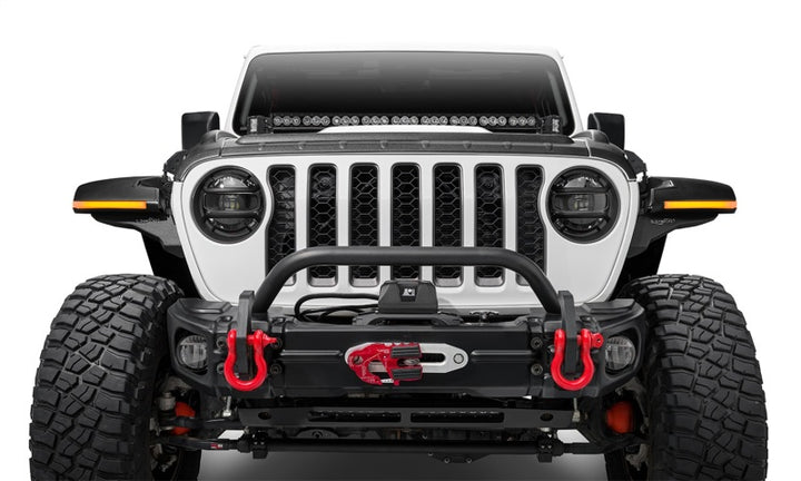Bushwacker 18-22 Jeep Wrangler 2/4dr / 20-22 Jeep Gladiator Trail Armor Hood Armor (3pc) - Tex. Blk - Bull Strap