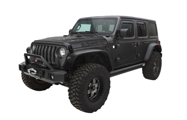 Bushwacker 2018+ Jeep Wrangler (JL) Unlimited Flat Style Flares 4pc - Black - Bull Strap