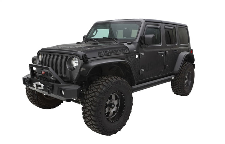 Bushwacker 2018+ Jeep Wrangler (JL) Unlimited Flat Style Flares 4pc - Black - Bull Strap