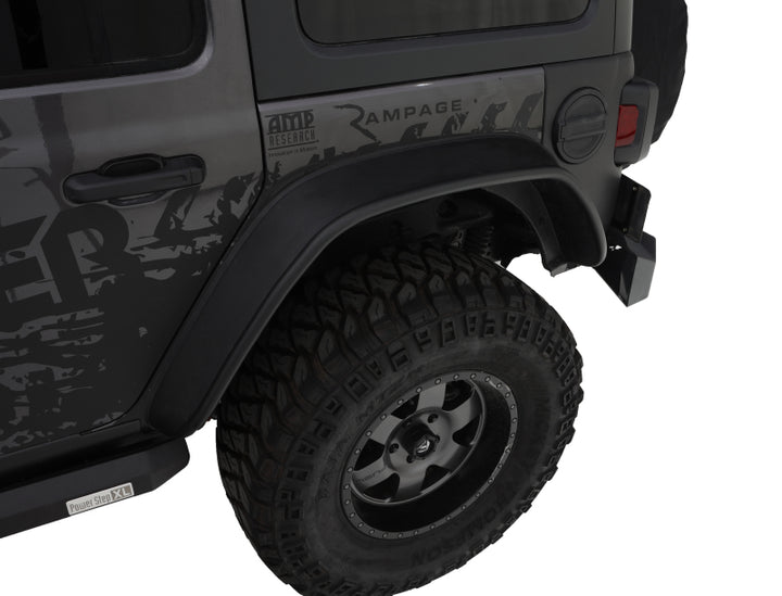 Bushwacker 2018+ Jeep Wrangler (JL) Unlimited Flat Style Flares 4pc - Black - Bull Strap