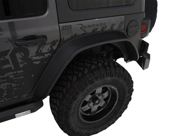 Bushwacker 2018+ Jeep Wrangler (JL) Unlimited Flat Style Flares 4pc - Black - Bull Strap