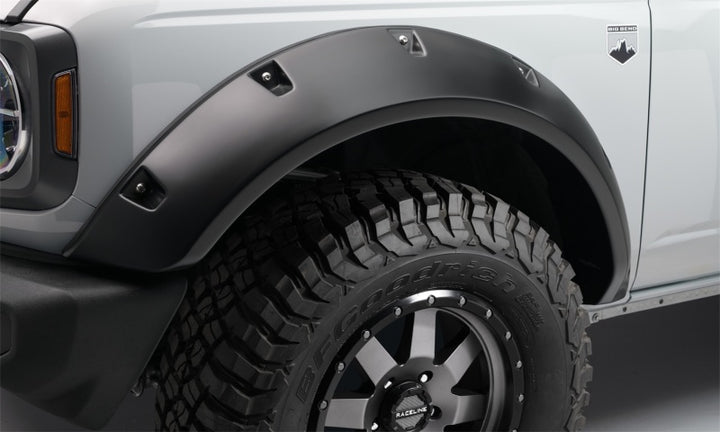 Bushwacker 2021+ Ford Bronco 4-Door Pocket Style Flares 4pc - Black - Bull Strap