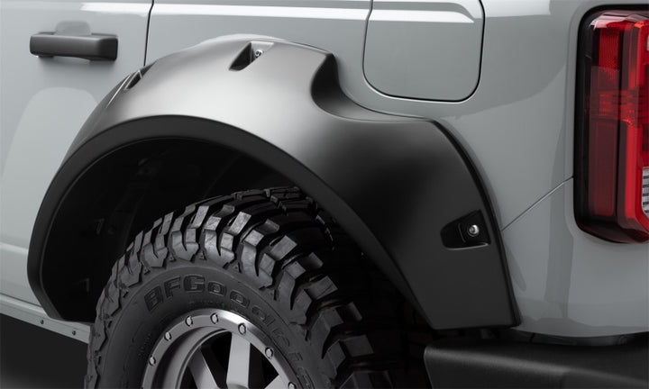 Bushwacker 2021+ Ford Bronco 4-Door Pocket Style Flares 4pc - Black - Bull Strap