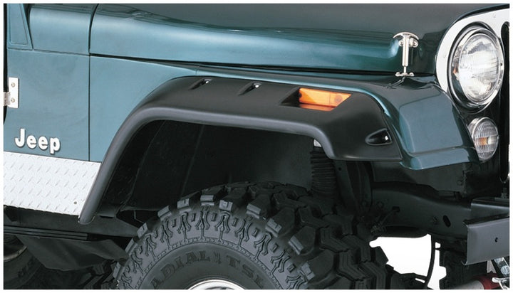 Bushwacker 59-83 Jeep CJ5 Cutout Style Flares 4pc - Black - Bull Strap