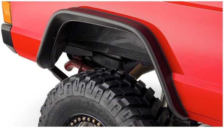 Bushwacker 84-01 Jeep Cherokee Flat Style Flares 4pc - Black - Bull Strap