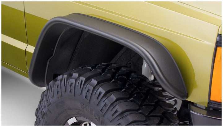 Bushwacker 84-01 Jeep Cherokee Flat Style Flares 4pc - Black - Bull Strap