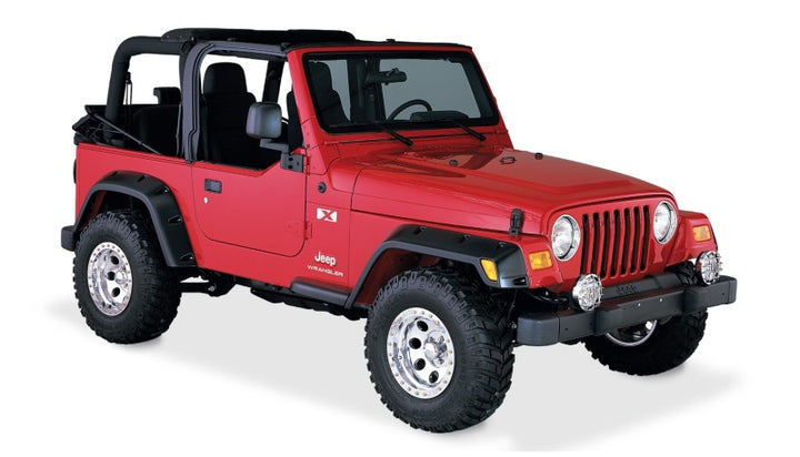 Bushwacker 97-06 Jeep TJ Pocket Style Flares 4pc - Black - Bull Strap
