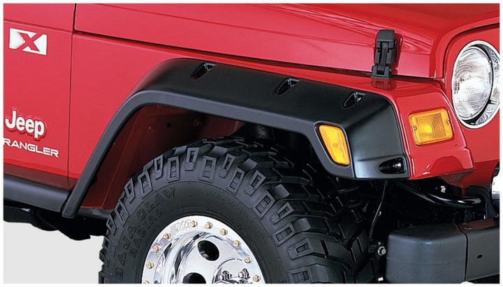 Bushwacker 97-06 Jeep TJ Pocket Style Flares 4pc - Black - Bull Strap