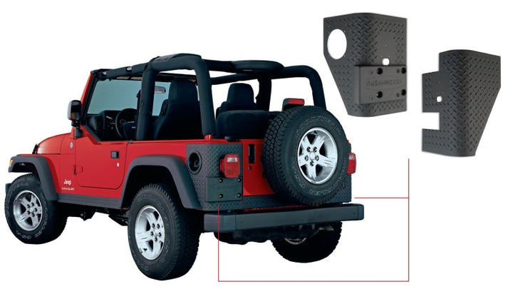 Bushwacker 97-06 Jeep Wrangler Trail Armor Rear Corners - Black - Bull Strap