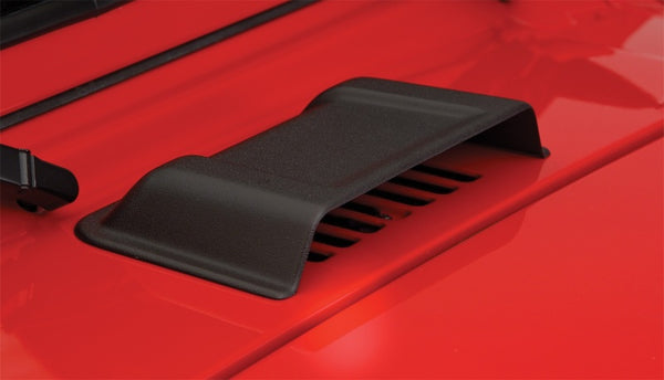 Bushwacker 98-18 Jeep Wrangler Trail Armor Hood Scoop (Textured Tpo) - Black - Bull Strap