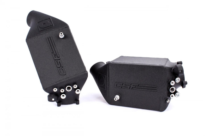 CSF 12-16 BMW M5 (F10) / 12-18 BMW M6 (F06/F12/F13) Twin Charge-Air-Cooler Set - Crinkle Black - Bull Strap