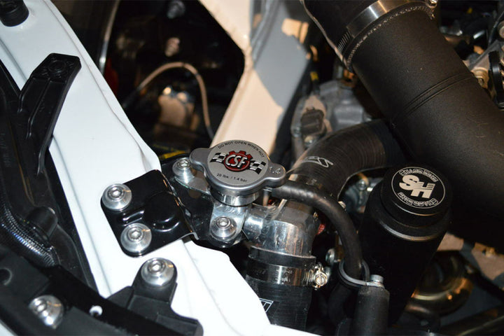 CSF 13+ BRZ / 13-20 Toyota 86 / 22+ GR86 Aluminum Filler Neck w/ High Pressure Radiator Cap - Bull Strap