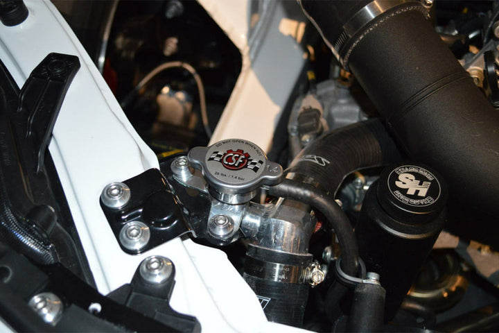 CSF 13+ BRZ / 13-20 Toyota 86 / 22+ GR86 Aluminum Filler Neck w/ High Pressure Radiator Cap - Bull Strap