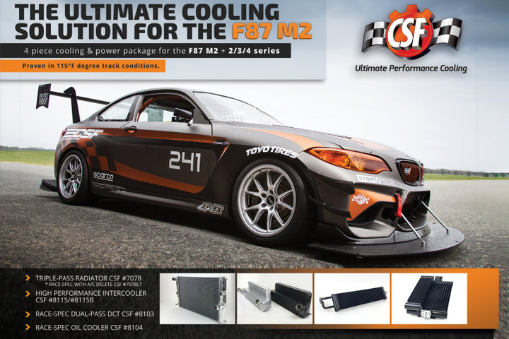 CSF 15-18 BMW M2 (F30/F32/F22/F87) N55 High Performance Stepped Core Bar/Plate Intercooler - Silver - Bull Strap