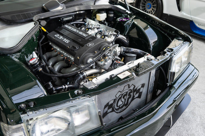 CSF 84-88 Mercedes-Benz W201 190E 2.3L - 16 w/ A/C High Performance Aluminum Radiator - Bull Strap