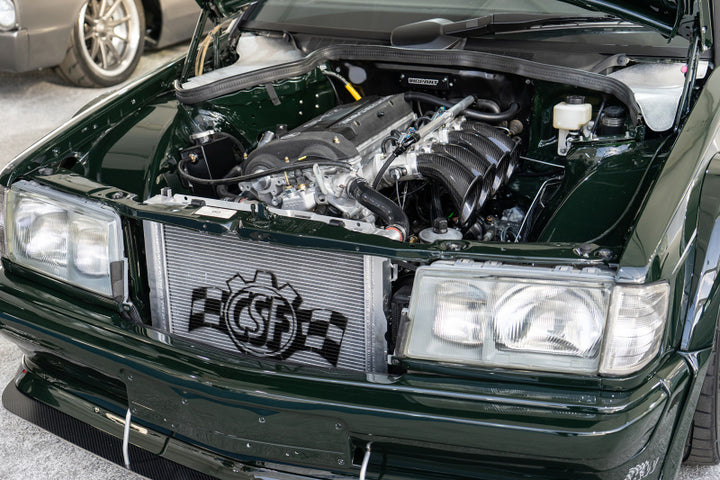 CSF 84-88 Mercedes-Benz W201 190E 2.3L - 16 w/ A/C High Performance Aluminum Radiator - Bull Strap